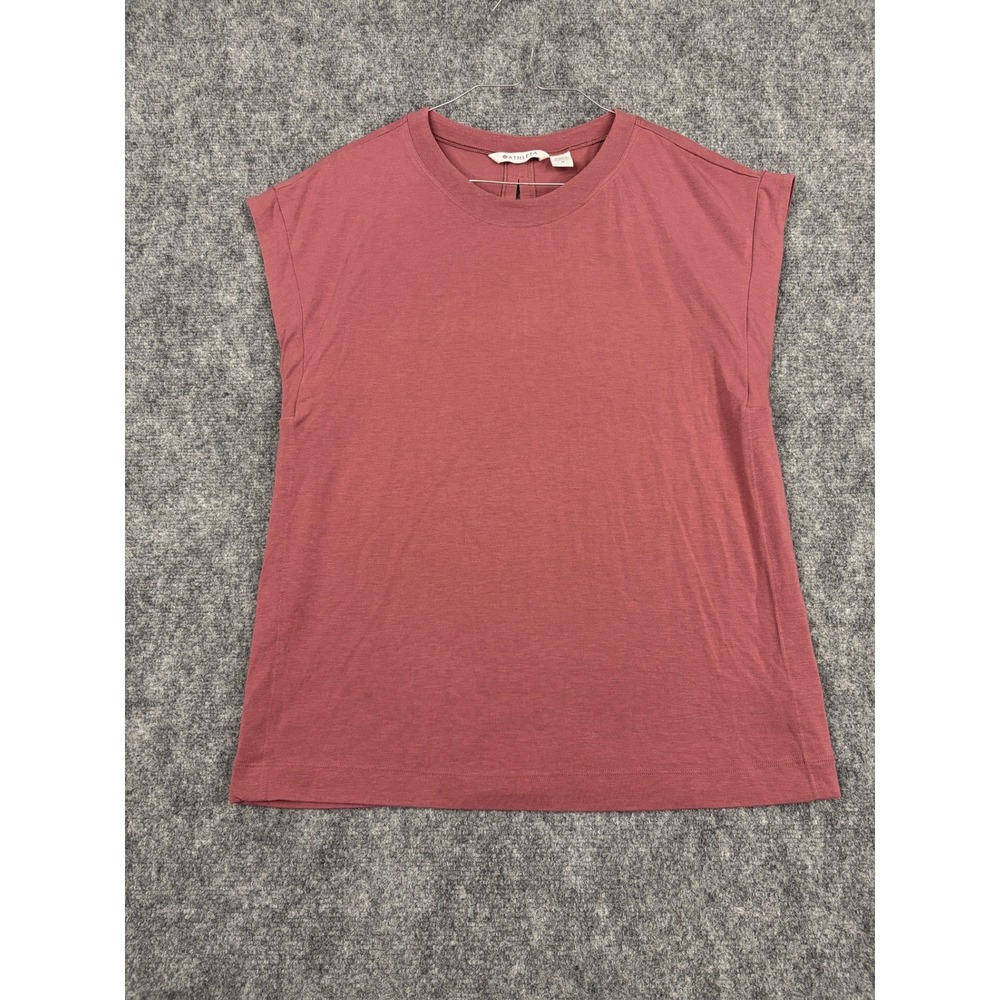 Athleta Womens Muscle Tee Mauve Pink Keyhole Back Sleeveless Top Size M
